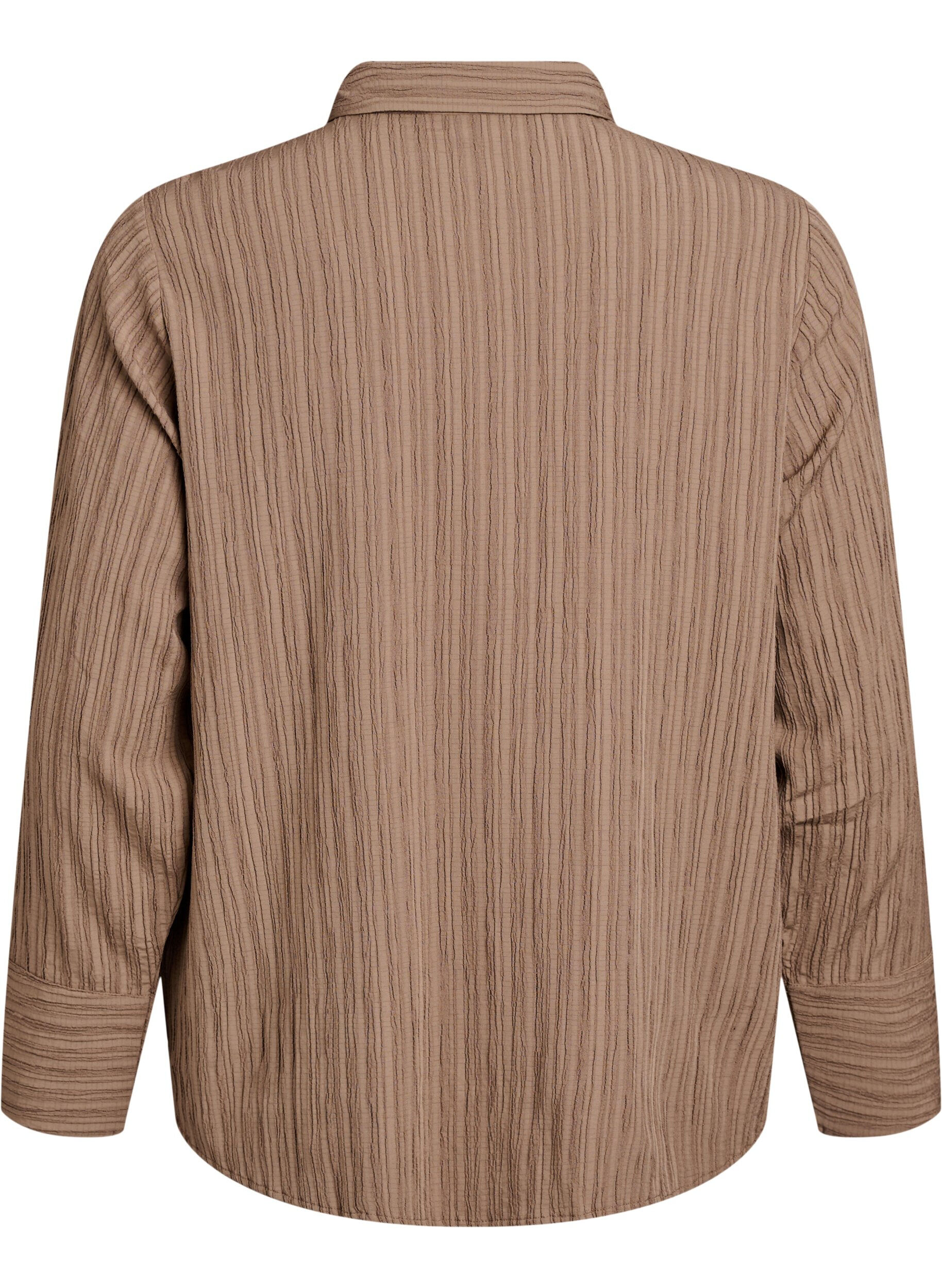 Zizzi FLASH - Skjorte med struktur, Brun, Packshot image number 1