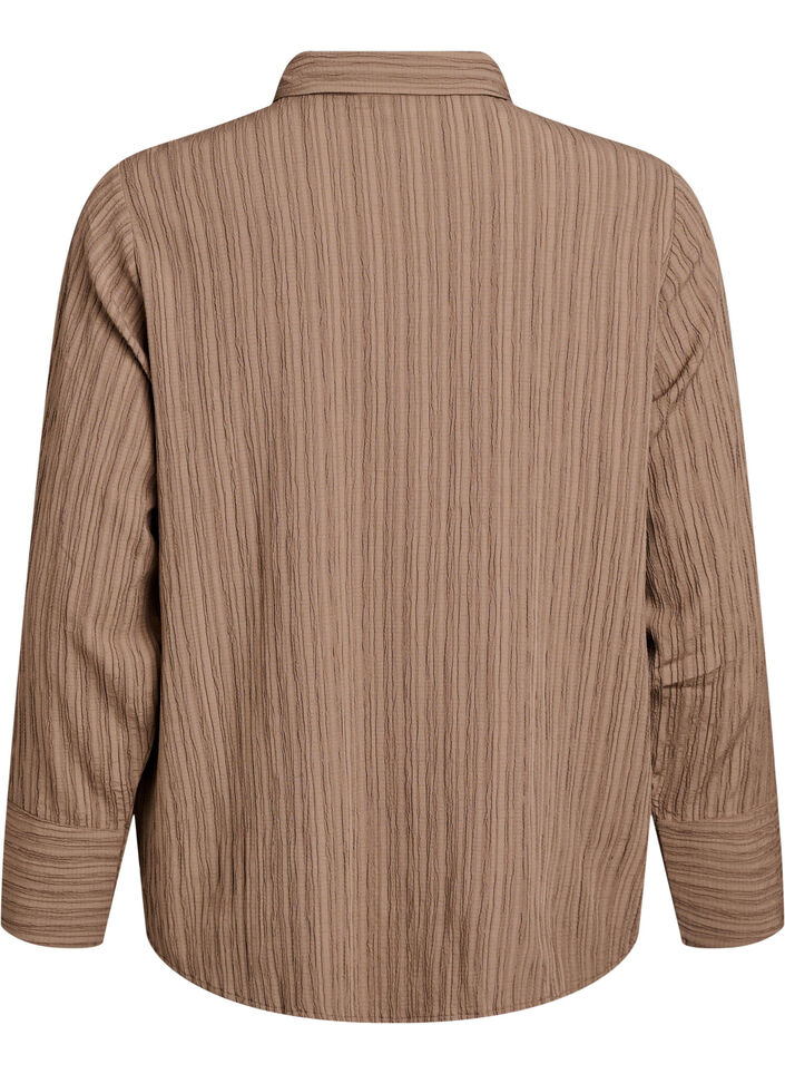 FLASH - Skjorte med struktur, Brun, Packshot image number 1