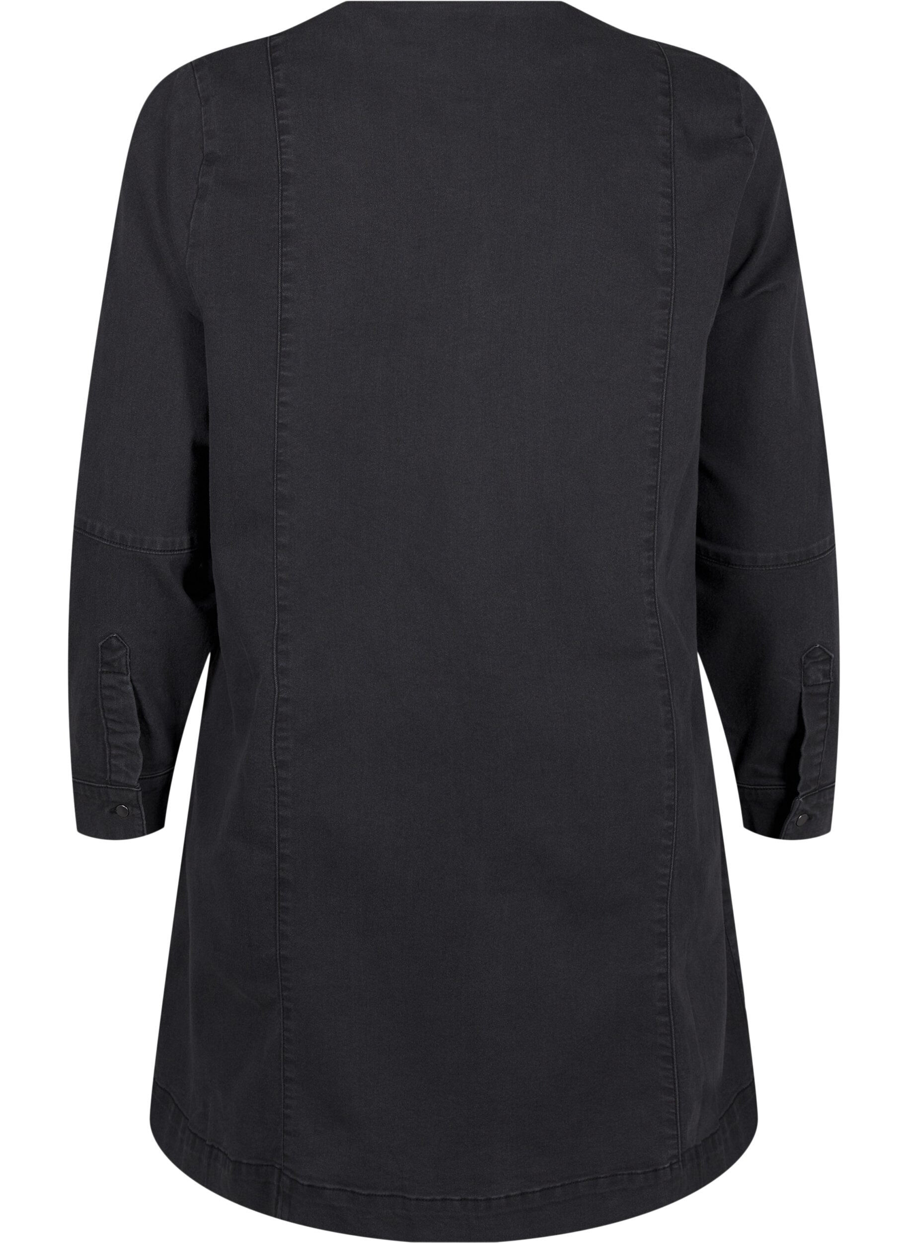 Zizzi A-shape denimkjole med lynl&aring;s, Grey Washed, Packshot image number 1