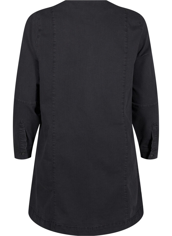 A-shape denimkjole med lynlås, Grey Washed, Packshot image number 1