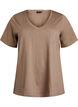 Kort&aelig;rmet basis t-shirt med v-hals, Brun, Packshot image number 0