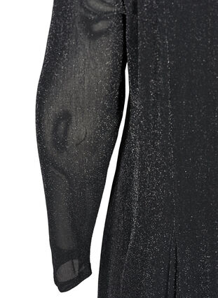 Langærmet kjole med glimmer, Black, Packshot image number 3