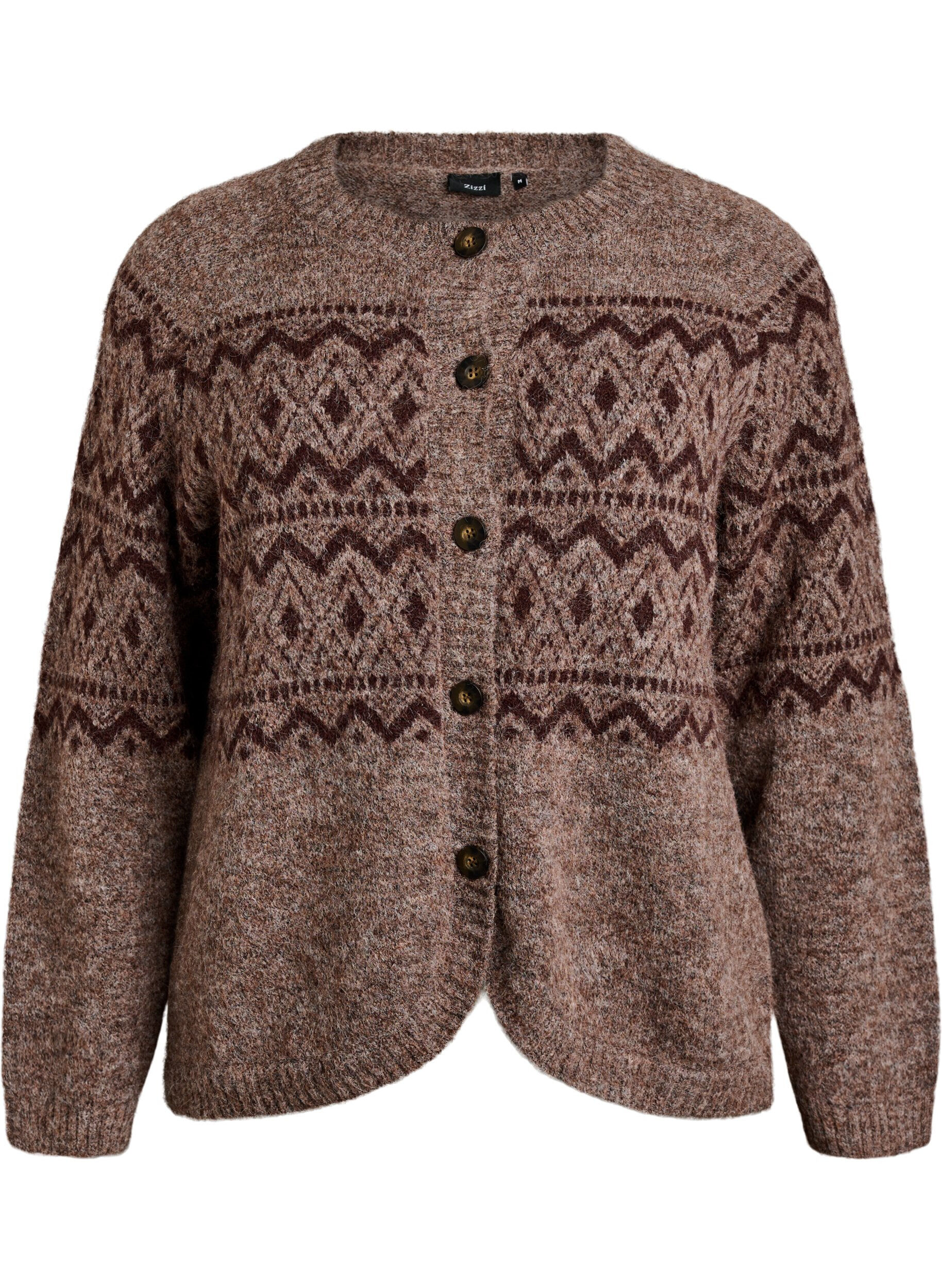Cardigan med jacquardm&oslash;nster