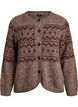 Cardigan med jacquardm&oslash;nster, Brun, Packshot image number 0