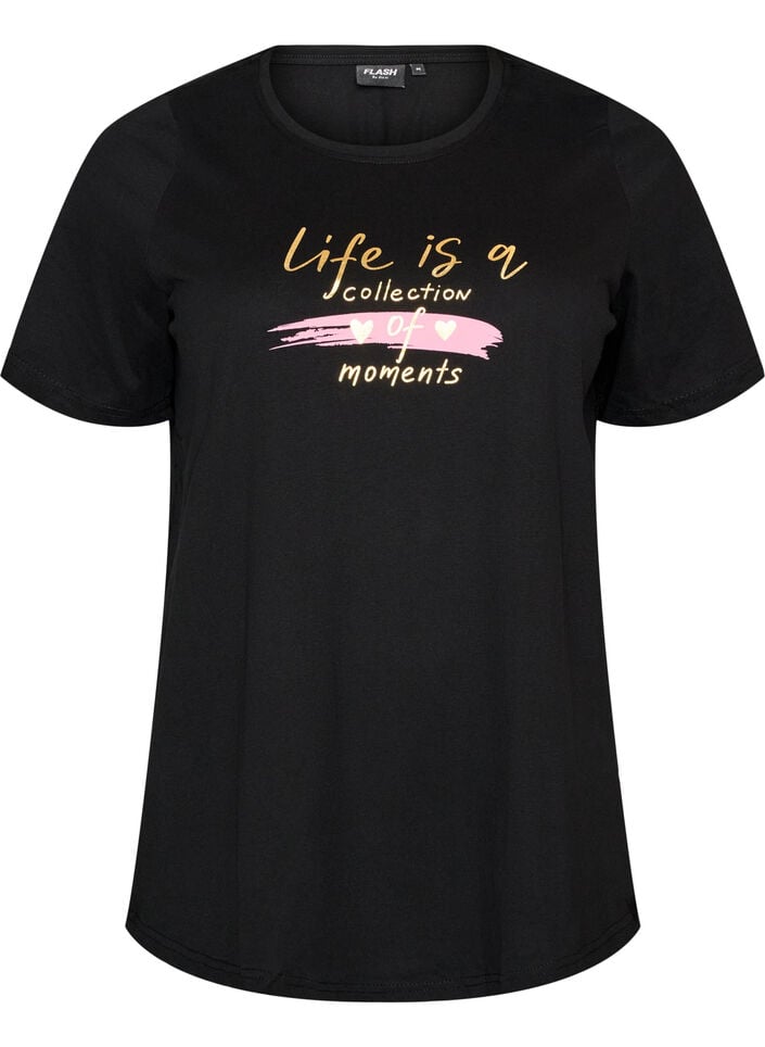 T-shirt med motiv, Sort, Packshot image number 0