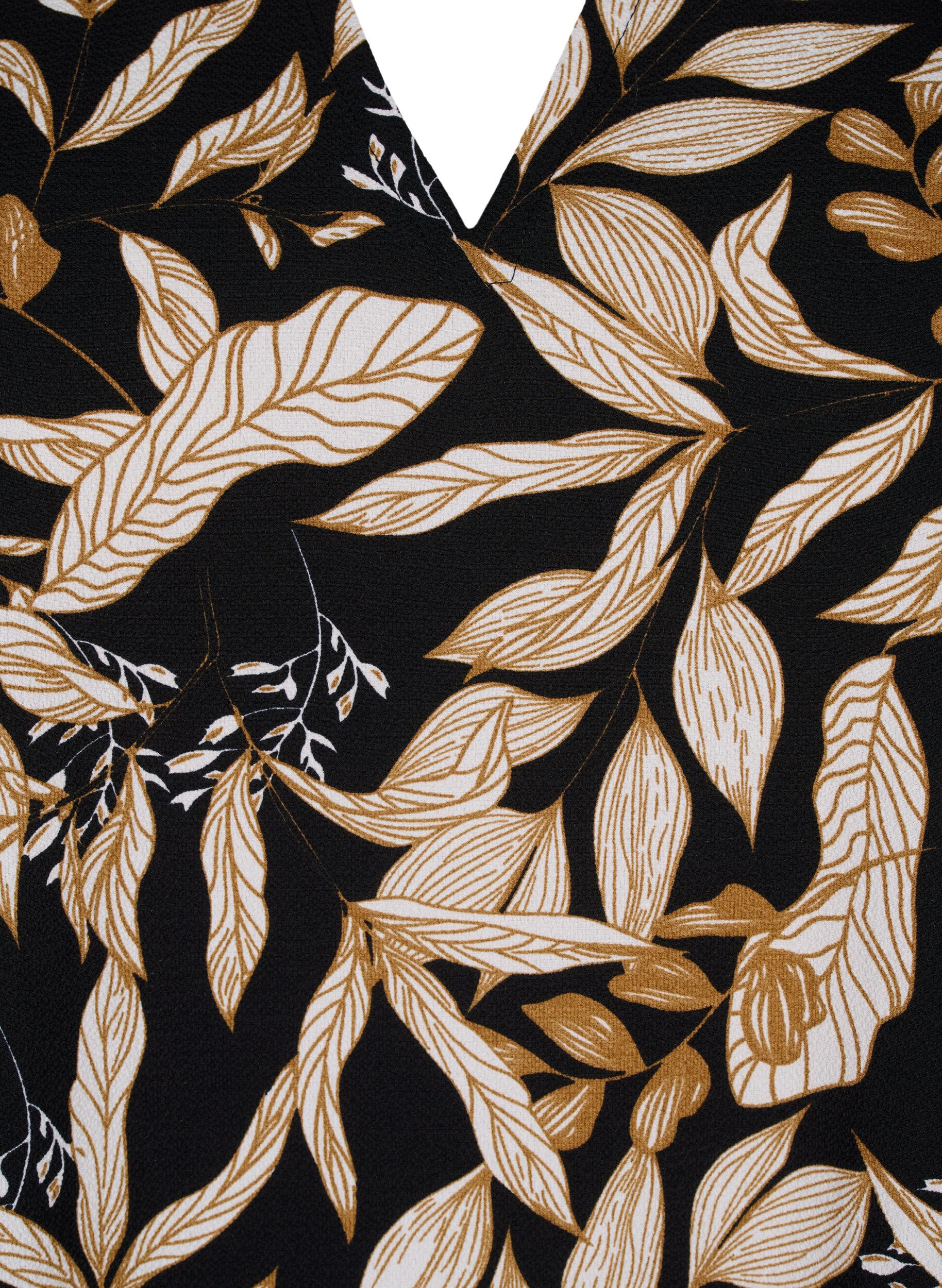 Zizzi V-hals bluse med bladprint, Black Leaf AOP, Packshot image number 2