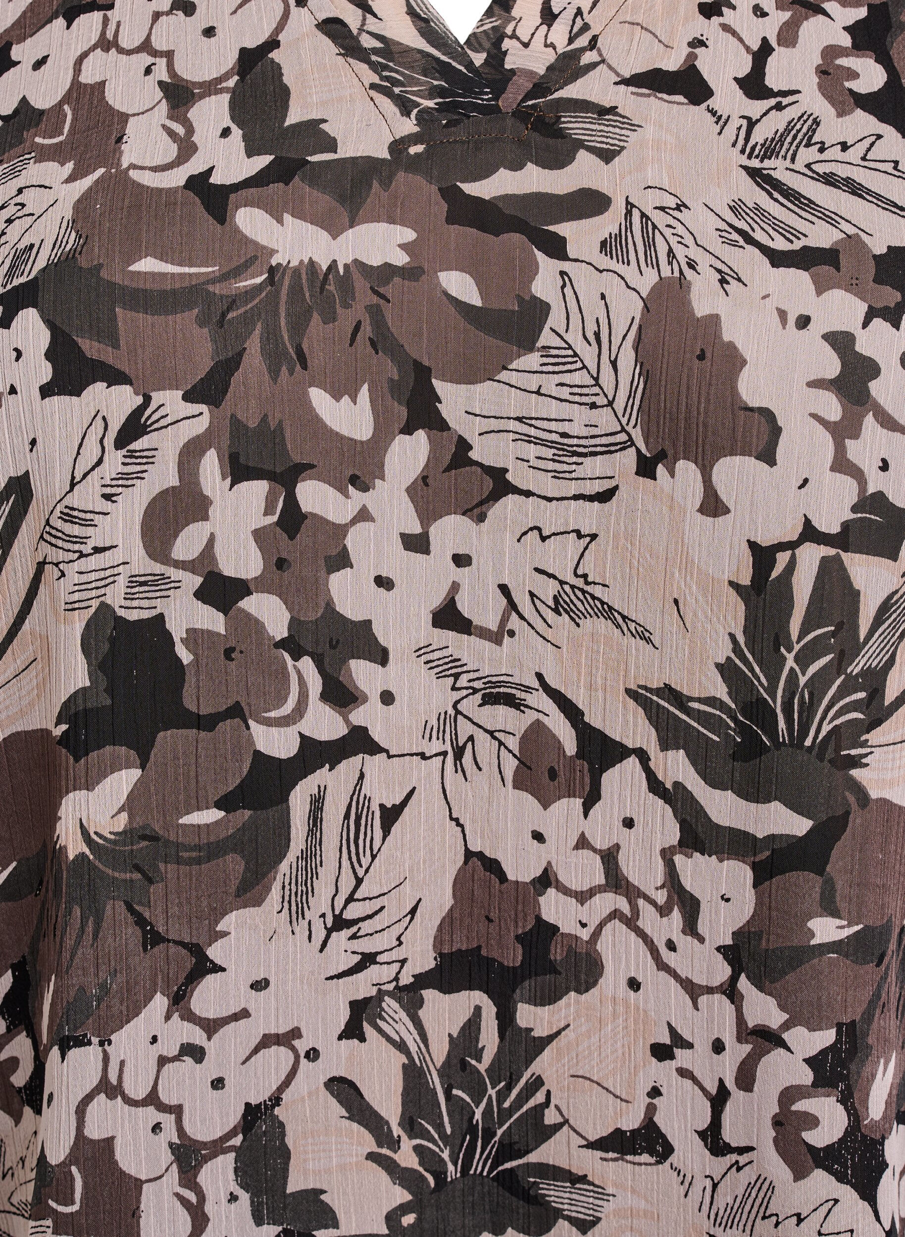 Zizzi Bluse med blomsterprint, Sort, Packshot image number 2