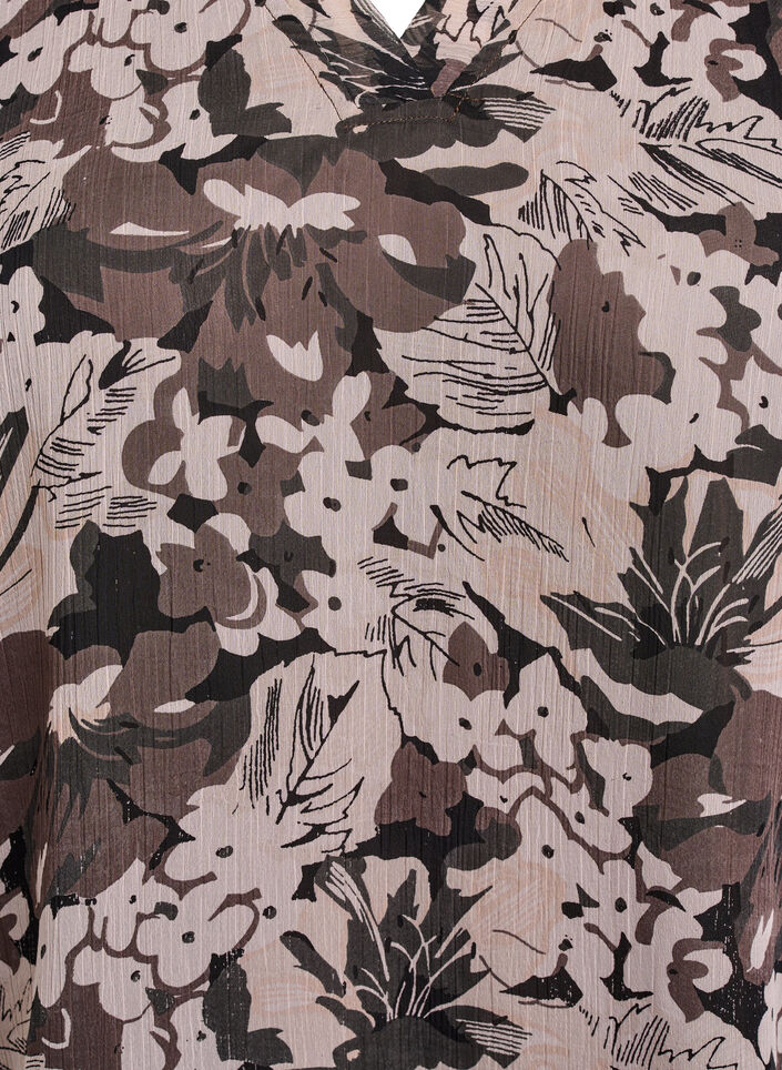 Bluse med blomsterprint, Sort, Packshot image number 2