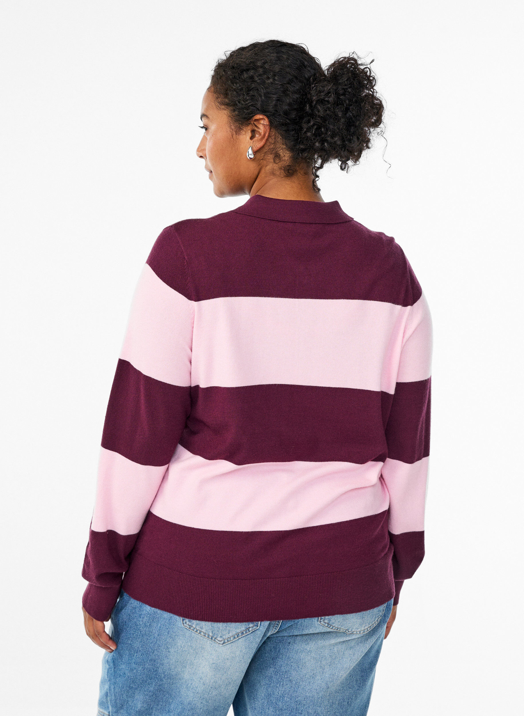 Zizzi Strikbluse med polokrave, R&oslash;d, Model image number 2
