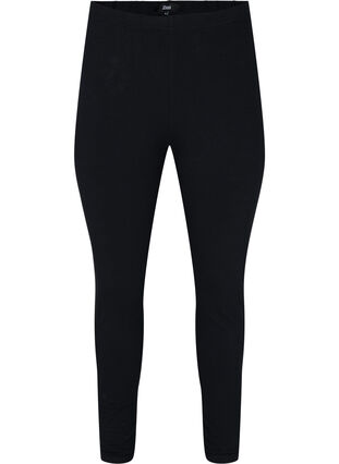 Bomulds leggings med printdetaljer, Black, Packshot image number 0