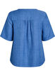 Skjortebluse med v-hals og korte &aelig;rmer, Bl&aring;, Packshot image number 1