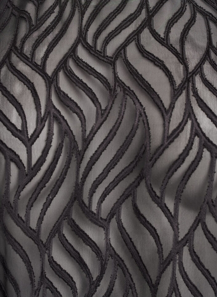 Bluse i chiffon med strukturm&oslash;nster, Sort, Packshot image number 2