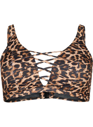 Leoprintet bikini bh med stringdetalje, Autentic Leopard, Packshot image number 0