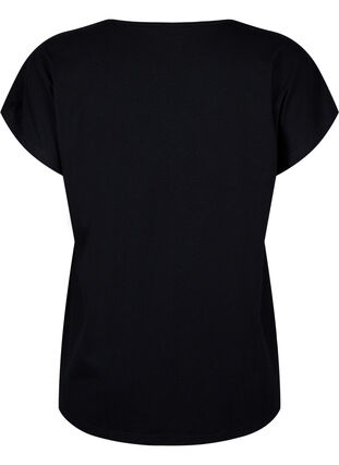 T-shirt med v-hals og brystlomme, Black, Packshot image number 1