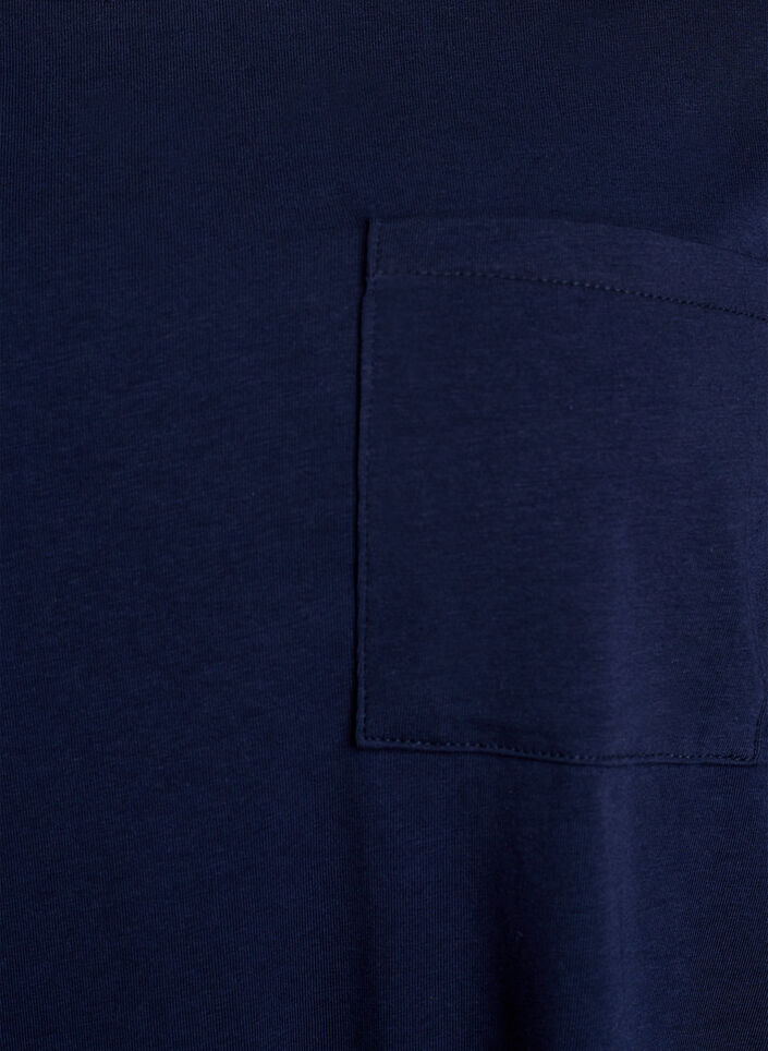 Lang&aelig;rmet natbluse i bl&oslash;d bomuldsjersey, Bl&aring;, Packshot image number 2