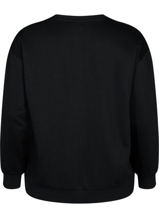 Sweatshirt med flæse og crochet detalje, Black, Packshot image number 1