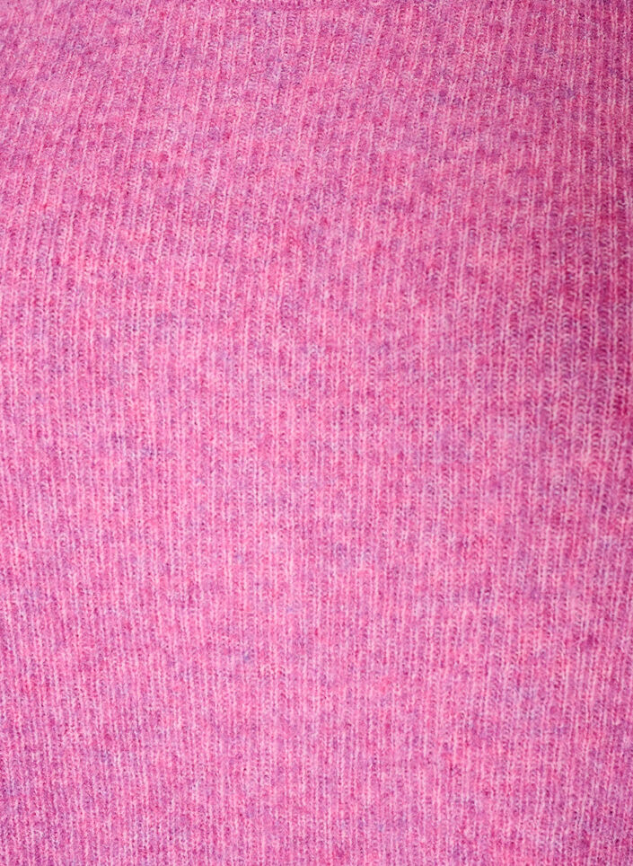Meleret strikbluse med rund hals, Lilla, Packshot image number 2