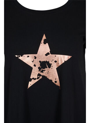 Kortærmet bomulds t-shirt med tryk, Black w. star copper, Packshot image number 2