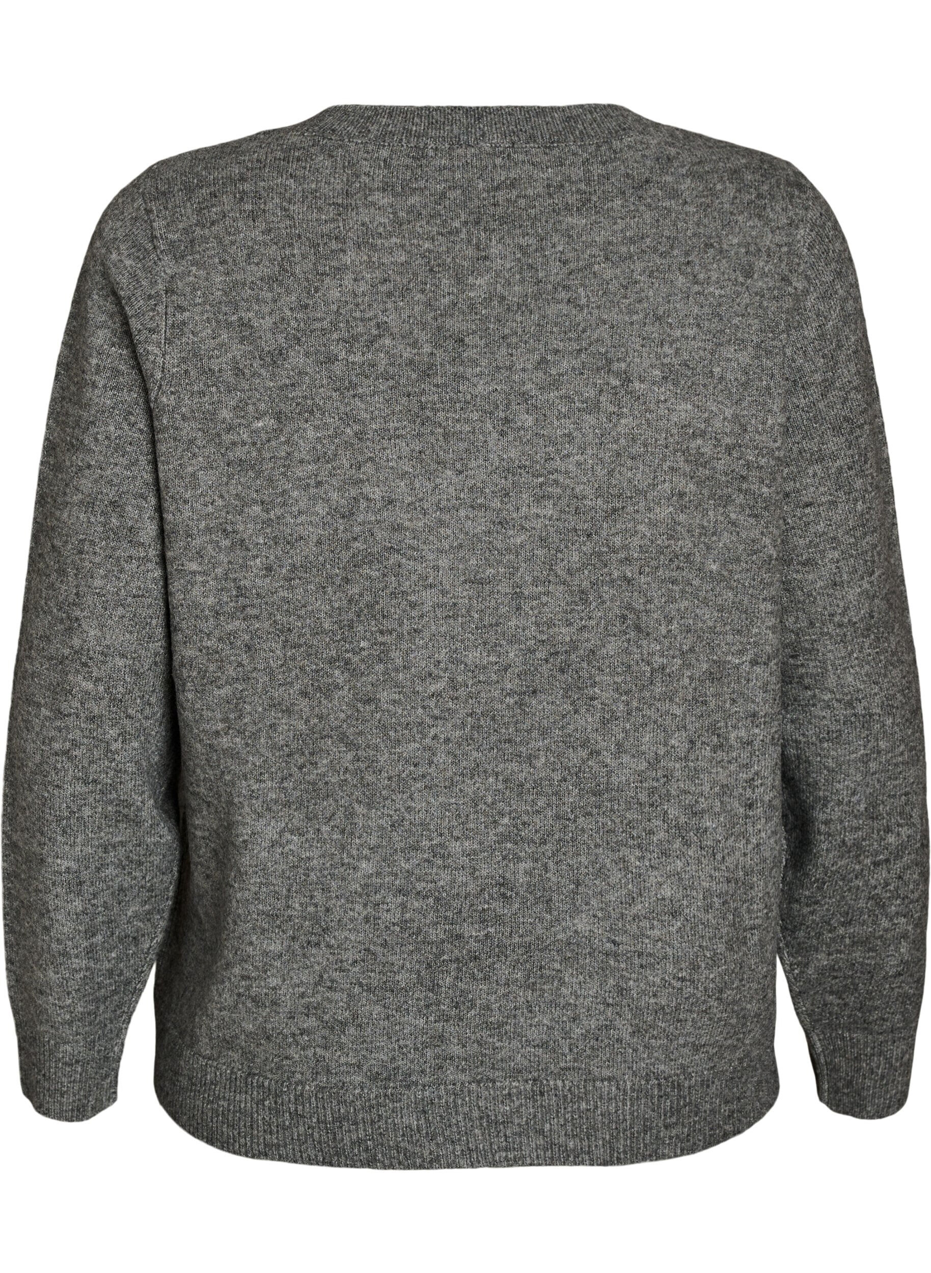 ZizziStrikbluse med glittersl&oslash;jfe, Gr&aring;, Packshot image number 1