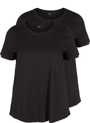 2-pak kortærmet t-shirt i bomuld, Black, Packshot image number 0