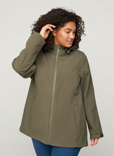 Softshell jakke med aftagelig hætte, Bungee Cord , Model image number 0