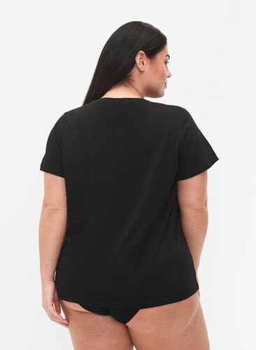 Bomulds t-shirt med tryk og korte ærmer, Black Take The Time, Model image number 1