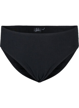 Højtaljet bikini trusse med crepe struktur, Black, Packshot image number 0