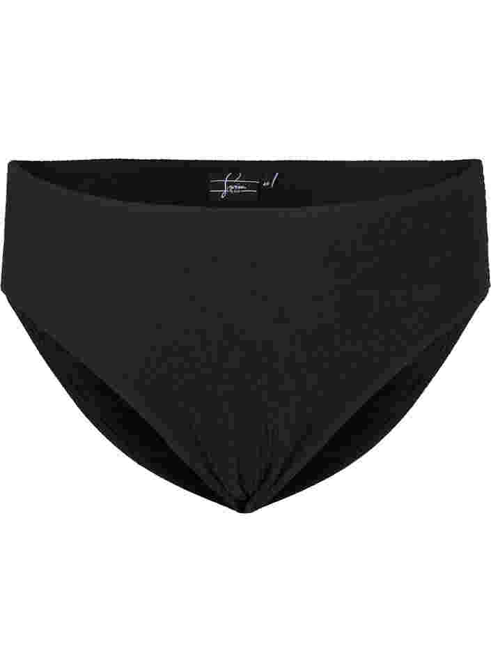 Højtaljet bikini trusse med crepe struktur, Black, Packshot image number 0