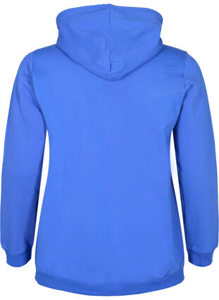 Sweatshirt med teksttryk og hætte, Dazzling Blue, Packshot image number 1