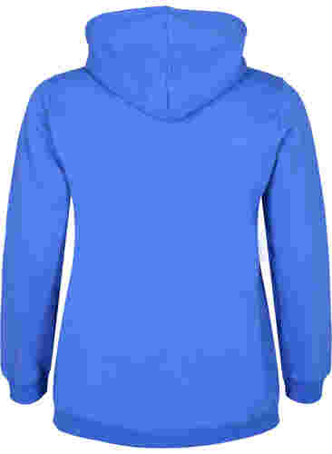 Sweatshirt med teksttryk og hætte, Dazzling Blue, Packshot image number 1