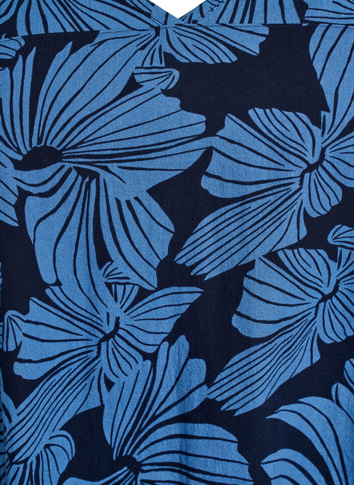 Kort a-shape kjole med blomsterprint, Bl&aring;, Packshot image number 2