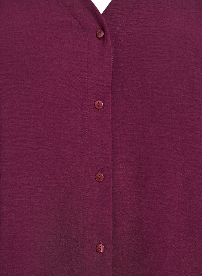Skjortebluse med V-udsk&aelig;ring og 3/4-&aelig;rmer, R&oslash;d, Packshot image number 2