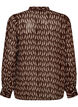 Bluse med all-over print og kort knapstolpe, Brun, Packshot image number 1