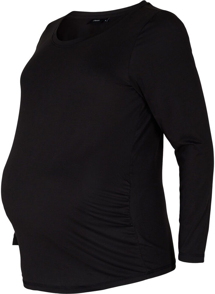 Basis graviditets bluse med lange ærmer, Black, Packshot