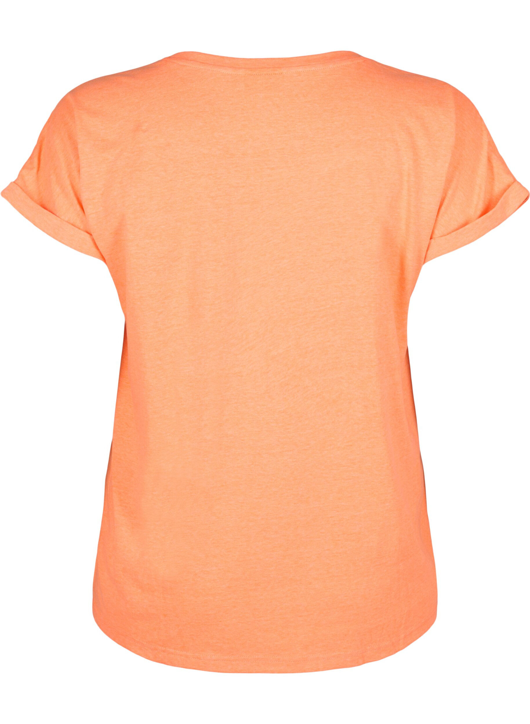 Zizzi Neonfarvet t-shirt i bomuld, Orange, Packshot image number 1