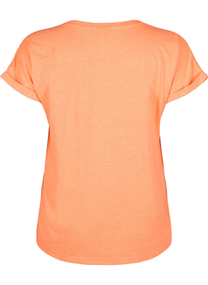 Neonfarvet t-shirt i bomuld, Orange, Packshot image number 1