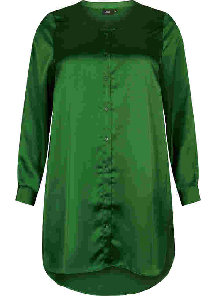 Lang shiny skjorte med slids, Formal Garden, Packshot image number 0