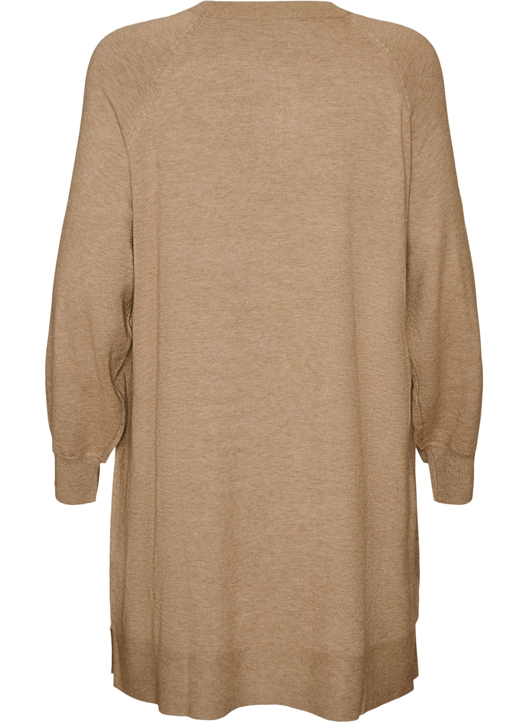 ZizziKort strikkjole med raglan&aelig;rmer og midters&oslash;m, Beige, Packshot image number 1