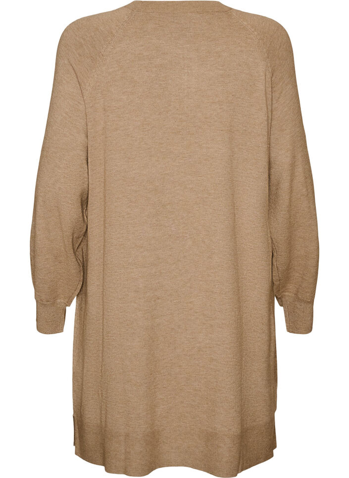 Kort strikkjole med raglan&aelig;rmer og midters&oslash;m, Beige, Packshot image number 1