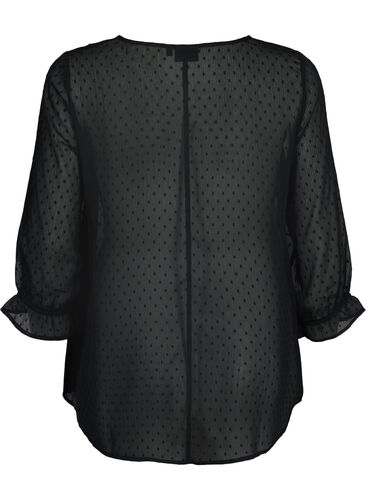 FLASH - Bluse med 3/4 ærmer og strukturmønster, Black, Packshot image number 1