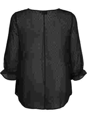 FLASH - Bluse med 3/4 ærmer og strukturmønster, Black, Packshot image number 1