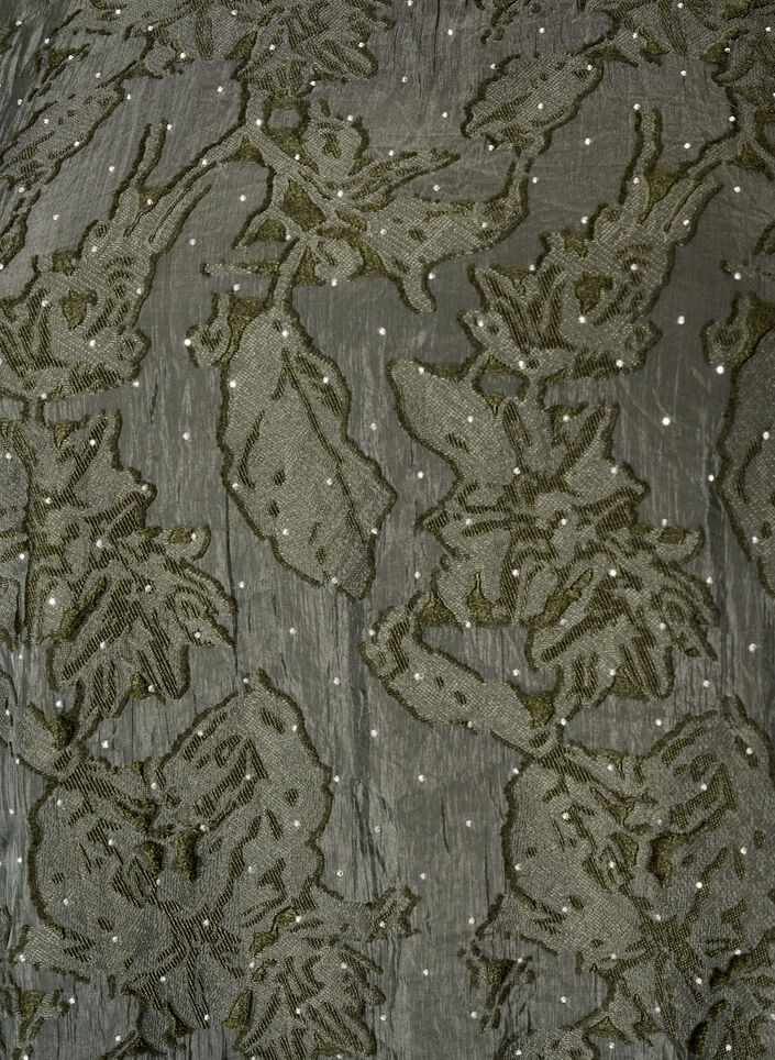 Jacquardkjole med glimtende detaljer og puf&aelig;rmer, Gr&oslash;n, Packshot image number 2