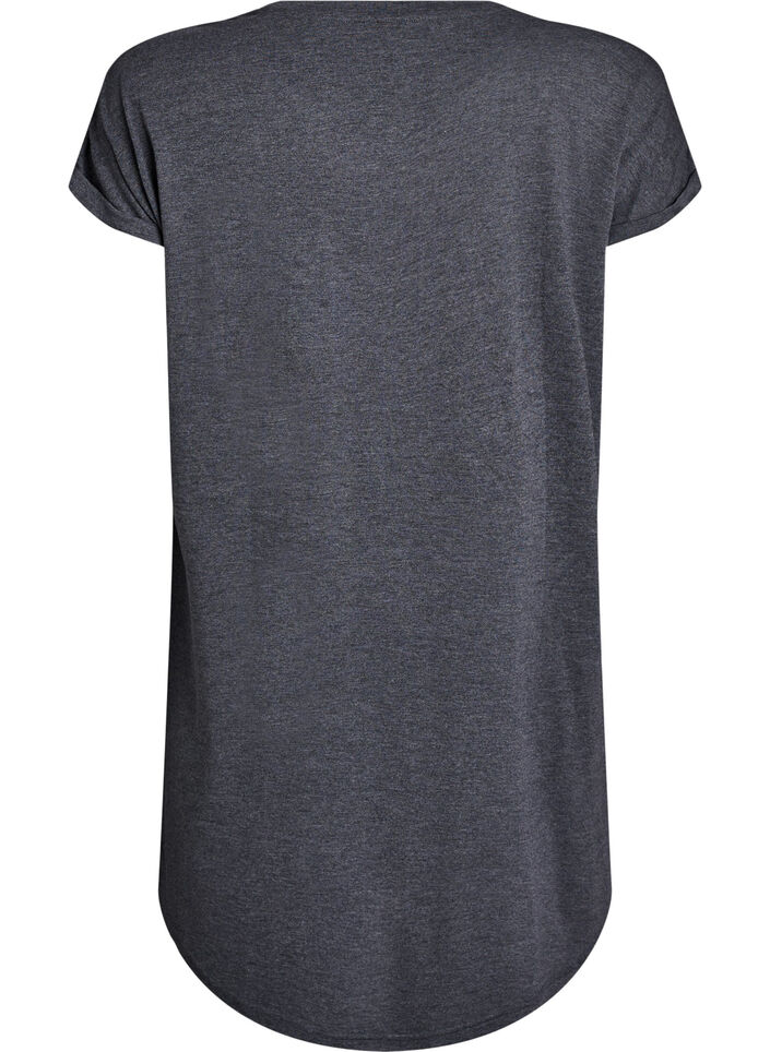 Kort&aelig;rmet natkjole med tekstprint, Sort, Packshot image number 1