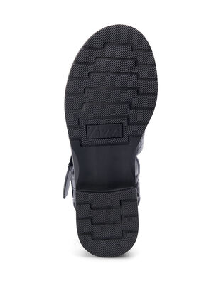 Wide fit sandal i shiny croco læder, Black, Packshot image number 5