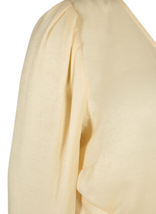 Wrap bluse med pufærmer, Birch, Packshot image number 3