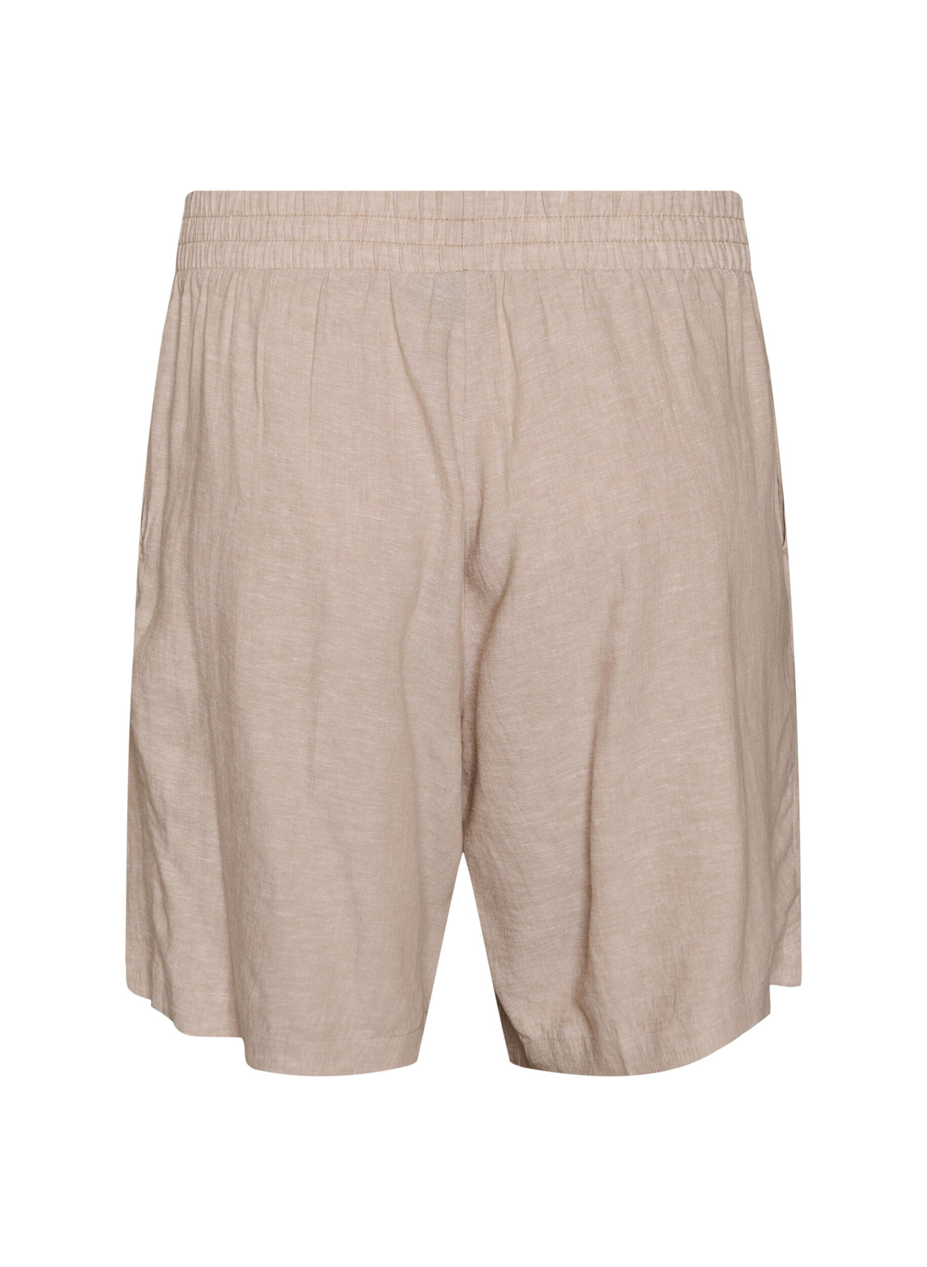 Zizzi Shorts i h&oslash;r og viskose med h&oslash;j talje, Beige, Packshot image number 1