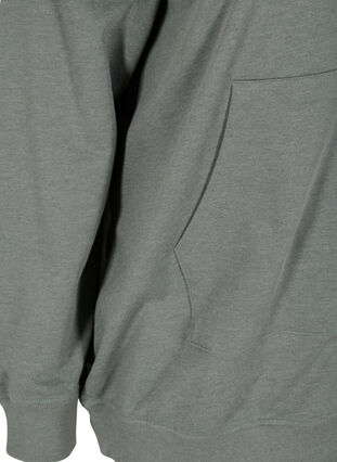 Sweat cardigan med hætte og lomme, Balsam Green Mel, Packshot image number 3