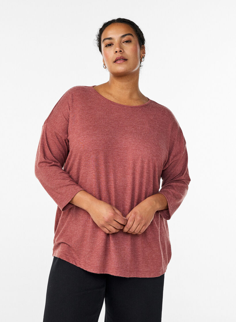 Jerseybluse med 3/4 &aelig;rmer, R&oslash;d, Model image number 0