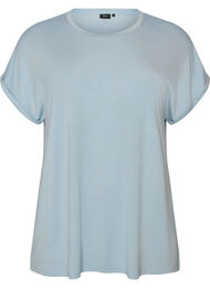 T-shirt i viskose med glimmerstriber, Bl&aring;