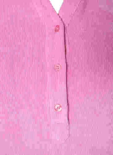 Fløjlskjole med 3/4 ærmer og knapper, Begonia Pink, Packshot image number 2
